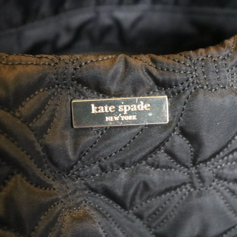 Kate Spade Large Quilted Nylon Black Diaper Bag patent leather handles Crossbody